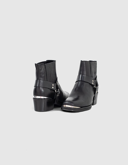 Women’s black leather biker-style boots
