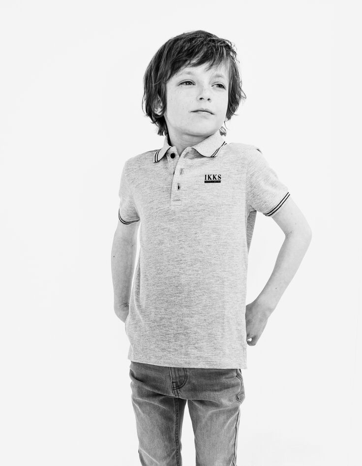 Graues Kinder-Poloshirt aus Biobaumwolle-6