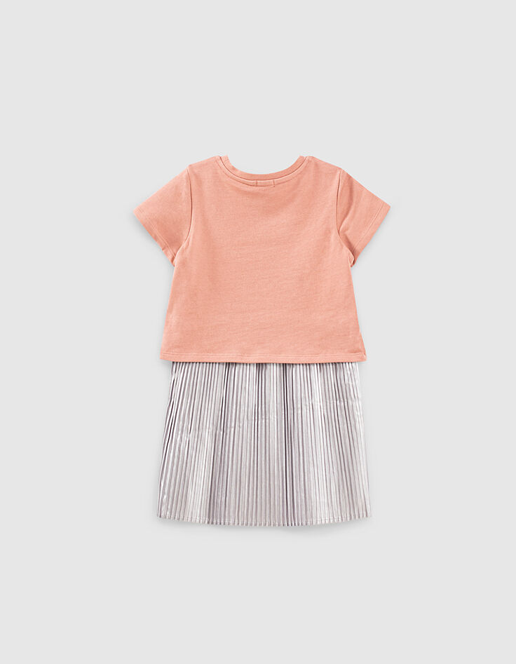 Robe dusty rose IKKS - WONDER WOMAN bi matière fille-3