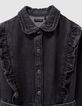 Robe en jean gris ceinturée détails volants fille-5