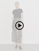 Women’s black ruffled long skirt with zebra print-7 Women’s black ruffled long skirt with zebra print-7
