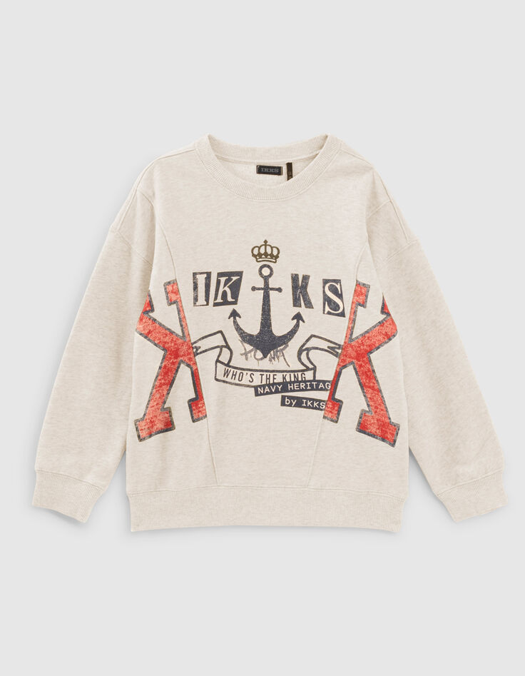 Sudadera crudo con maxi ancla y letras ni&ntilde;o -1
