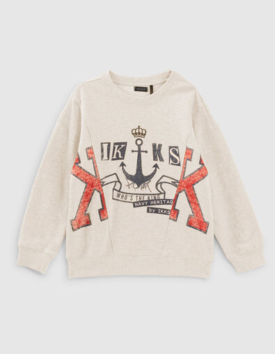 Ecru sweater maxi-opdruk anker en letters jongens  - IKKS