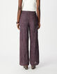Pantalon large bordeaux motifs brod&eacute;s crochet Femme-3