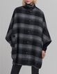 Oversized grijze geruite cape voor dames-2