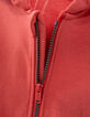 Cardigan rouge zippé à capuche maxi broderie dos garçon-9