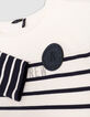 T-shirt in ecru met contrasterende mouwen voor jongens-5