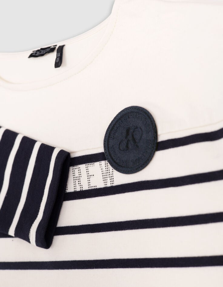 T-shirt in ecru met contrasterende mouwen voor jongens-5