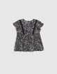 Schwarze Mädchenbluse, LENZING™ ECOVERO™, Dschungel-Print-1