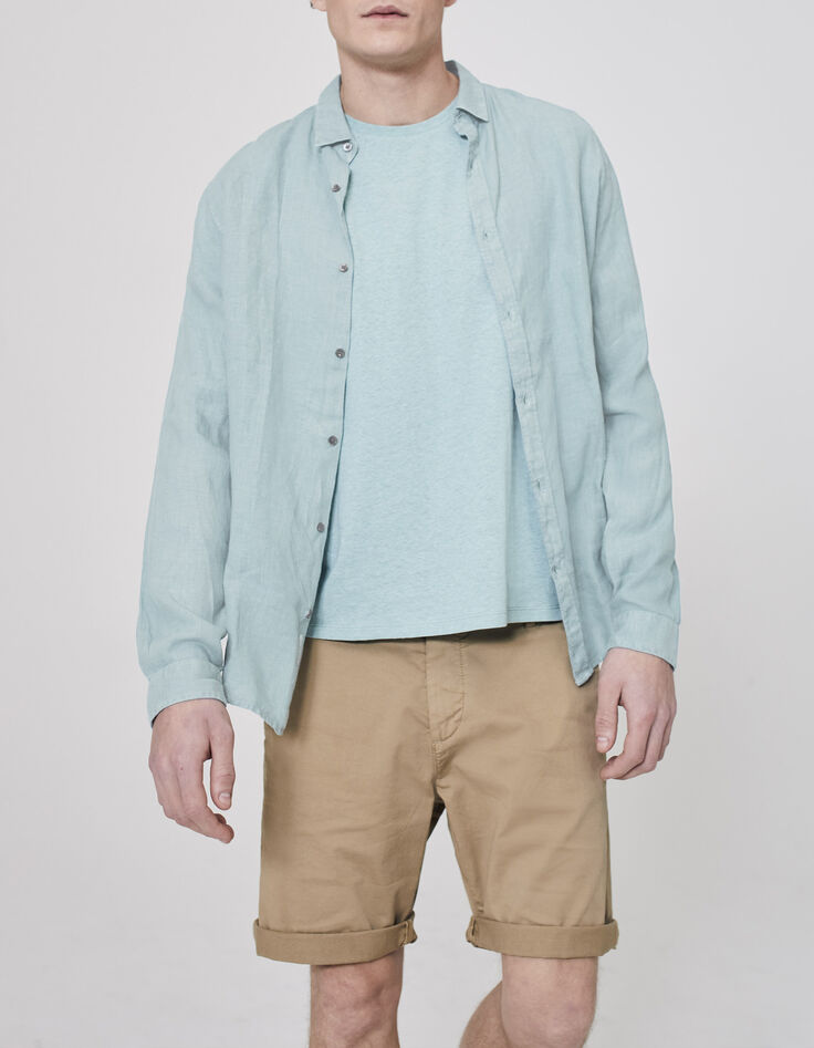 Men&rsquo;s aqua pure linen SLIM shirt-1