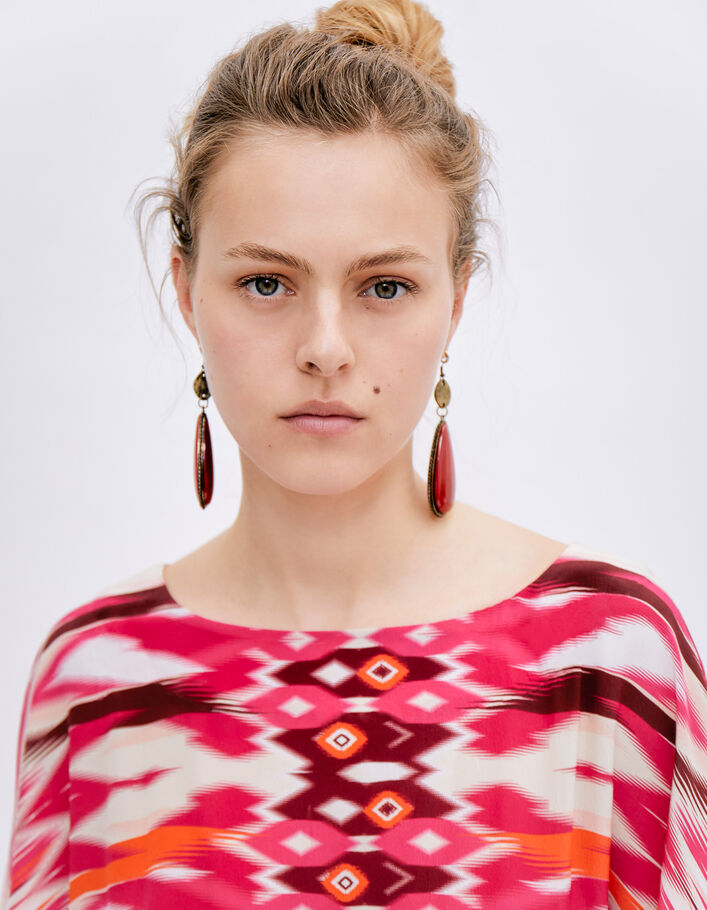Robe longue fuchsia motif ethnique IKKS x GIGEEZ Femme