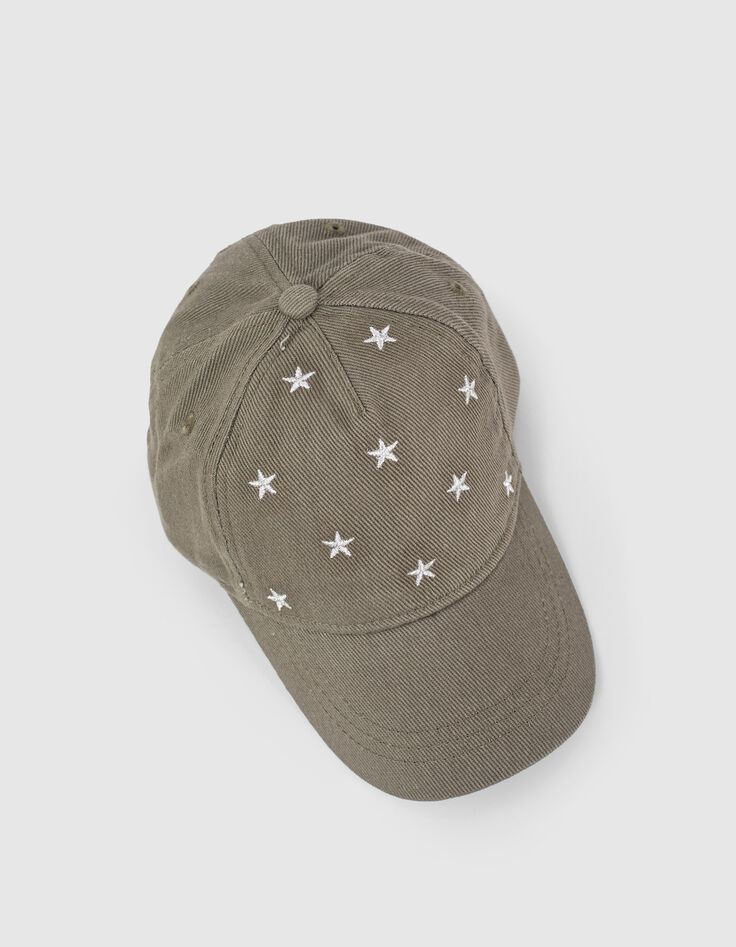 Casquette kaki brodée étoiles argentées fille-5