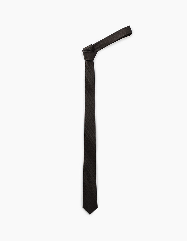 Cravate noire en soie à motifs éclairs Homme -1