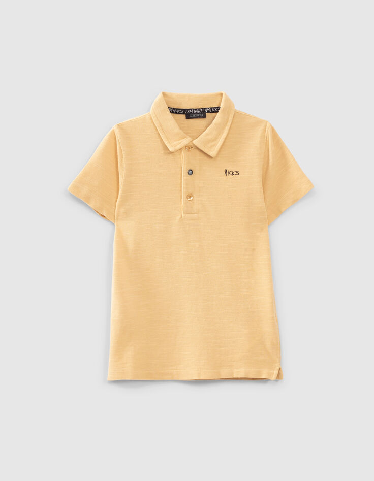 Boys’ wheat organic polo shirt with guitar on back -1 Boys’ wheat organic polo shirt with guitar on back -1
