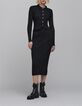 Women's black rib-knit tube skirt-1