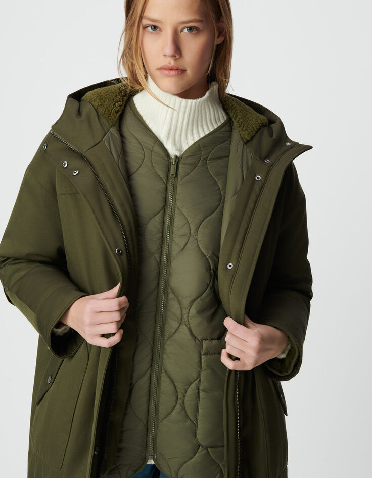 Khakifarbener 3-in-1 Parka und Wendeanorak Damen-7