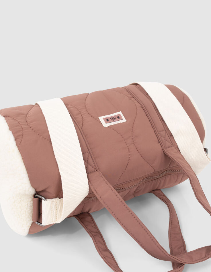 Rosa M&auml;dchenbowlingtasche mit cremewei&szlig;em Sherpafleece-6