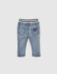 Jean bleu print et ceinture-bord-côte bébé garçon-3