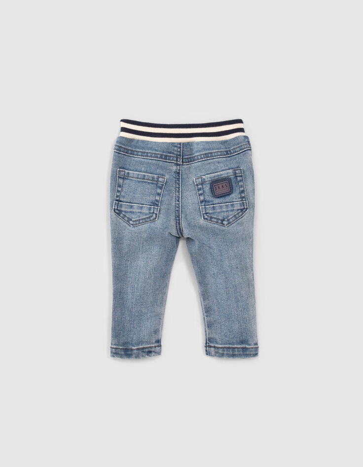Jean bleu print et ceinture-bord-côte bébé garçon-3