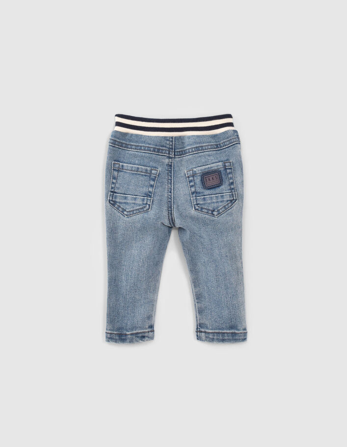 Blaue Babyjungen-Jeans, Print und Rippbund in der Taille-4