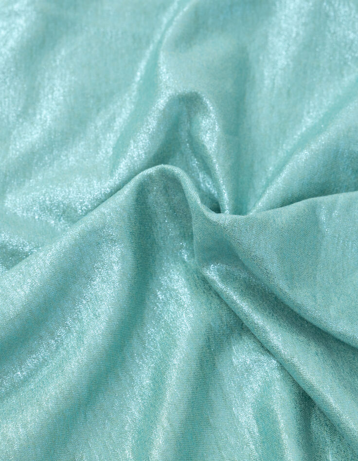 Tee-shirt col V vert maille irisée Femme-6