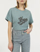 Mandelgrünes Damen-T-Shirt mit Perlenbesatz-1