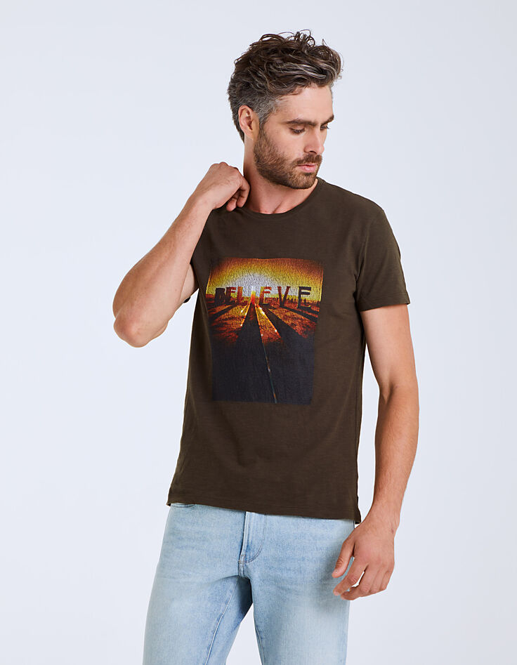 Tee-shirt bronze brodé Believe Homme-3 Tee-shirt bronze brodé Believe Homme-3