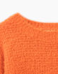 Pull orange en tricot duveteux fille-3