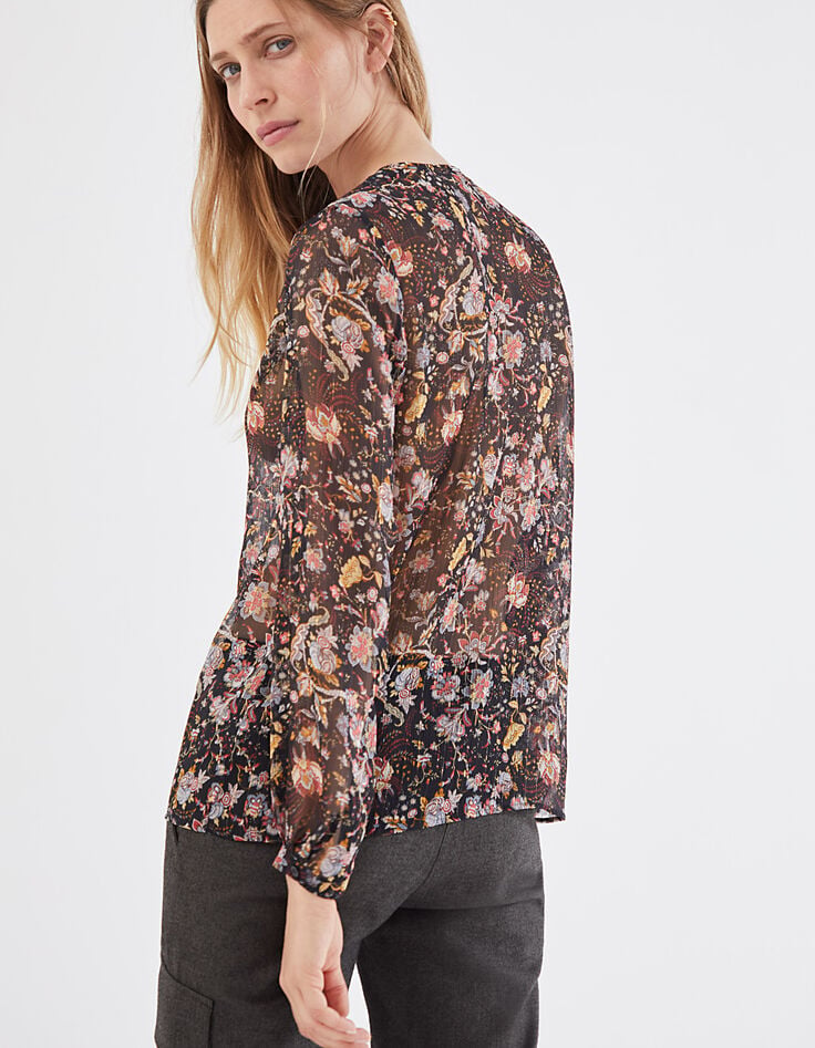 Damenvoilebluse mit Metallic-Blumenprint-5