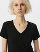 Women’s black woven lurex reversible V-neck T-shirt-4