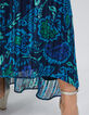 Women’s navy psychedelic floral print viscose long dress-5