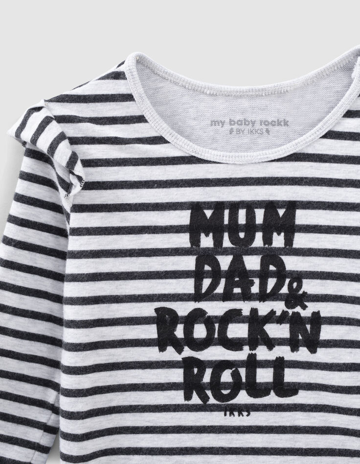 Baby’s putty marl organic cotton bodysuit with ruffles-3