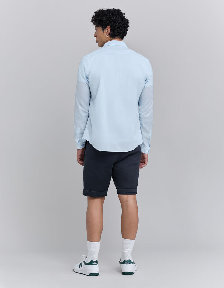 Hemelsblauw SLIM overhemd bio katoenvoile Heren-3