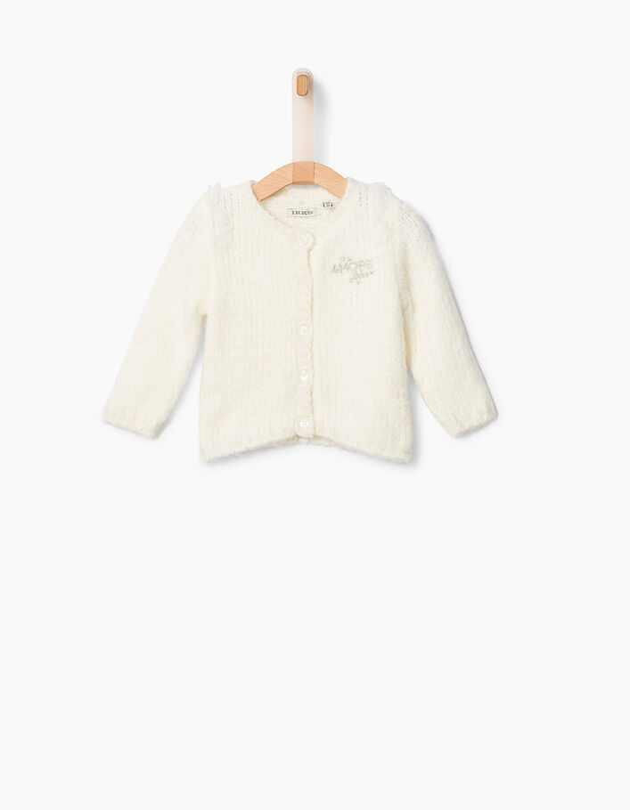 Cardigan tricot blanc avec tulle bébé fille - IKKS