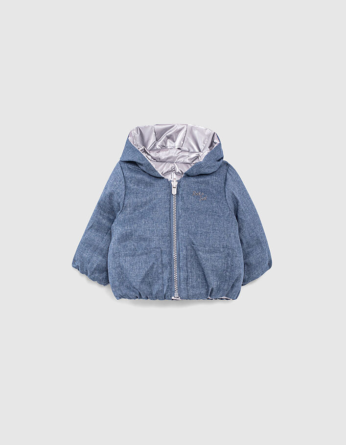 Baby girls’ silver & blue Tencel® reversible padded jacket - IKKS