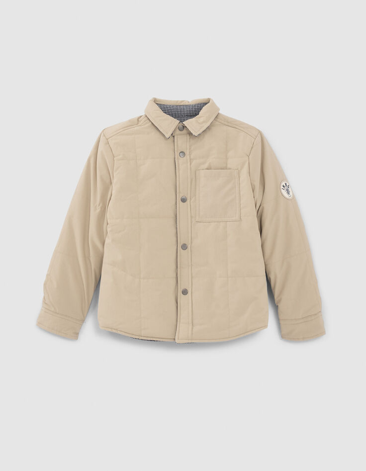 Veste réversible beige et vichy garçon-2