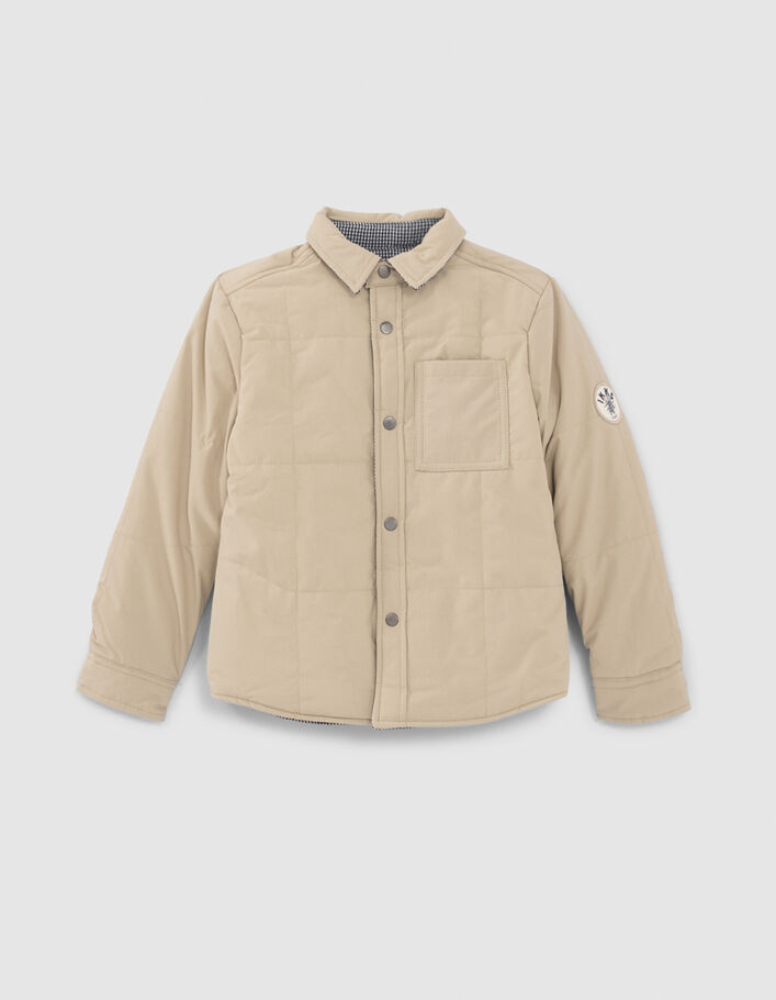 Boys’ beige/Vichy check reversible jacket - IKKS