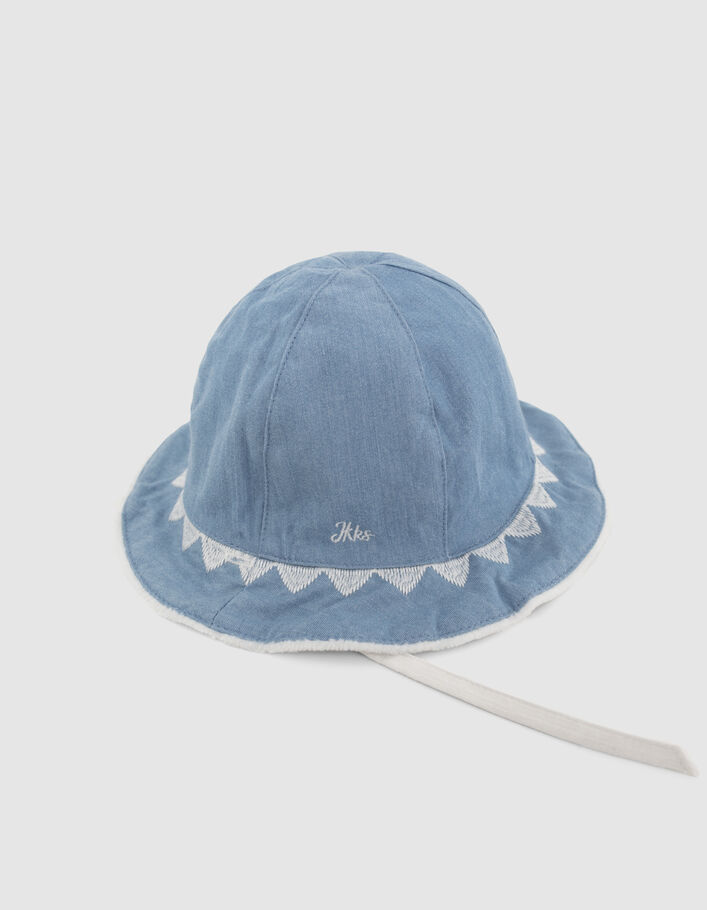 Chapeau réversible blanc et bleu brodé bébé fille - IKKS