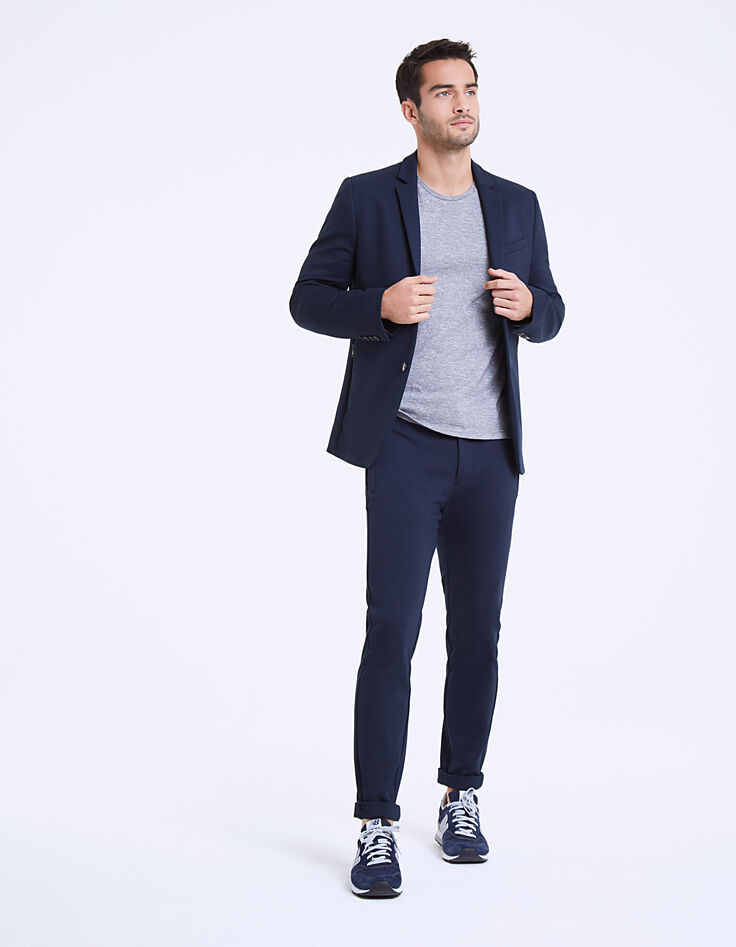 Graues, fein gestreiftes Herren-Mouliné-T-Shirt-7