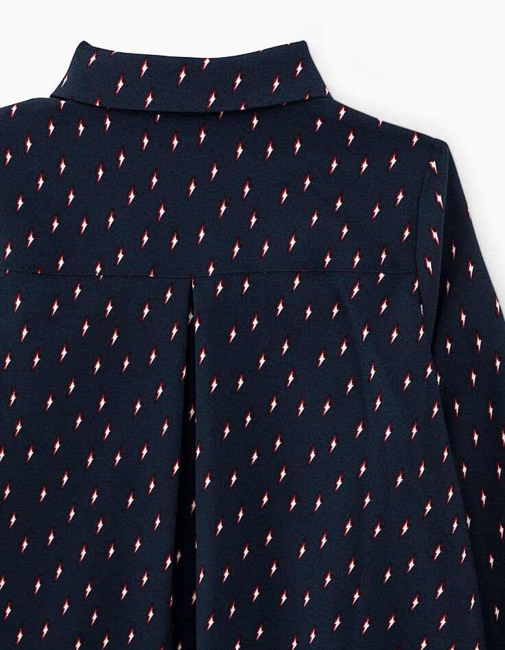 Robe-chemise navy imprimé éclairs fille-6