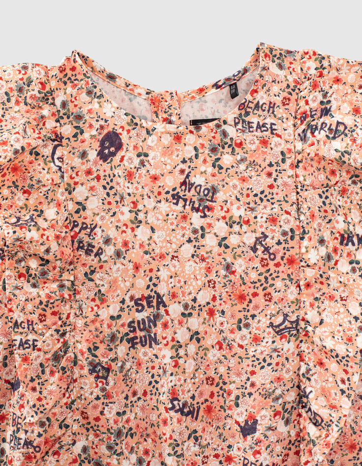 Aprikosenfarbene Ecovero&reg;-M&auml;dchenbluse mit Blumenprint-2