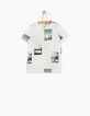 Camiseta blanco óptico fotos y letras niño -1