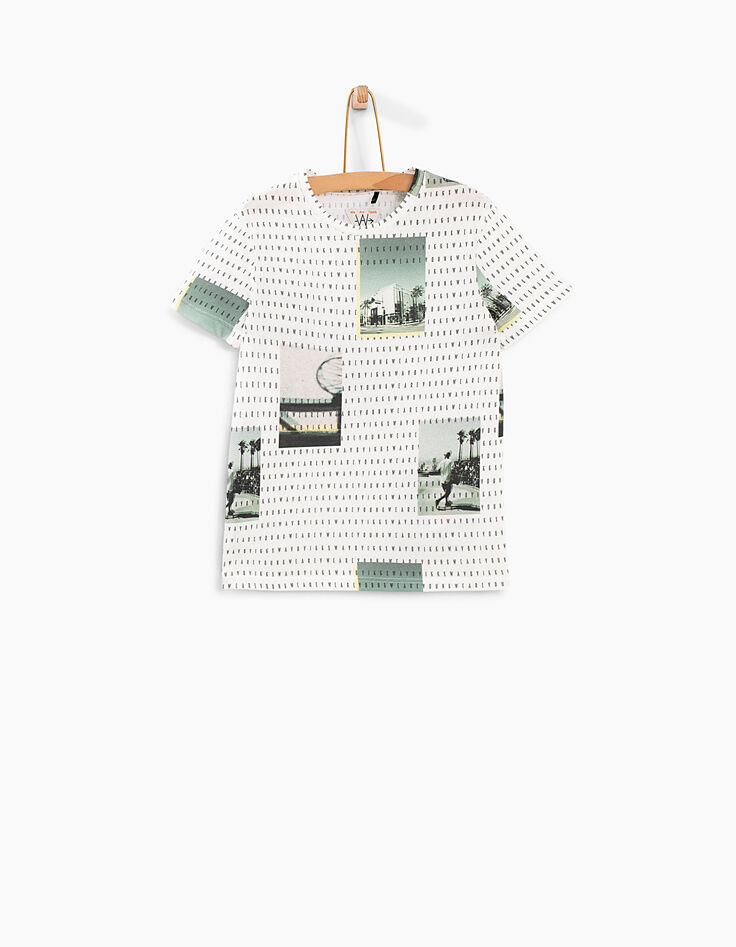 Camiseta blanco óptico fotos y letras niño -1 Camiseta blanco óptico fotos y letras niño -1