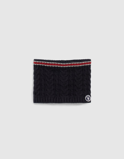Boys’ dark navy striped knit snood