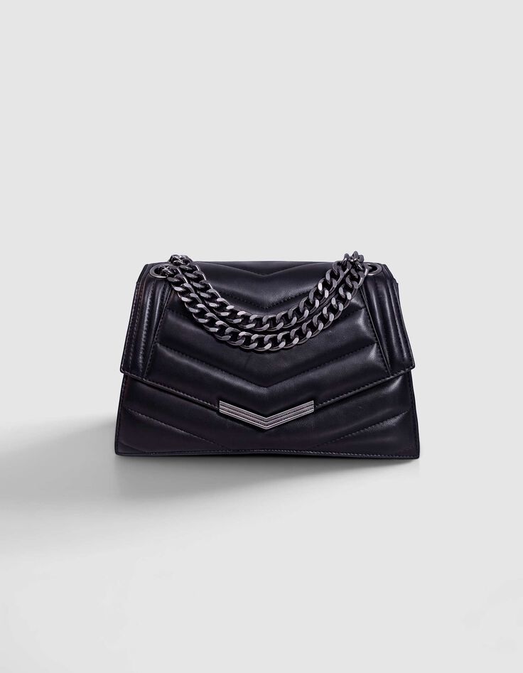 THE 1. Tasche schwarz gestepptes Leder Gr&ouml;&szlig;e M Damen-1