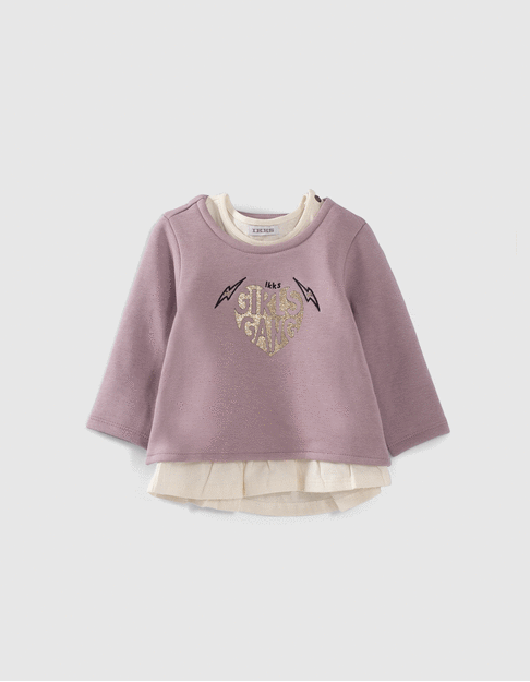 Sudadera 2 en 1 parma y camiseta color crudo bebé niña