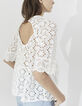 Women’s ecru eyelet embroidery cotton peplum blouse-2