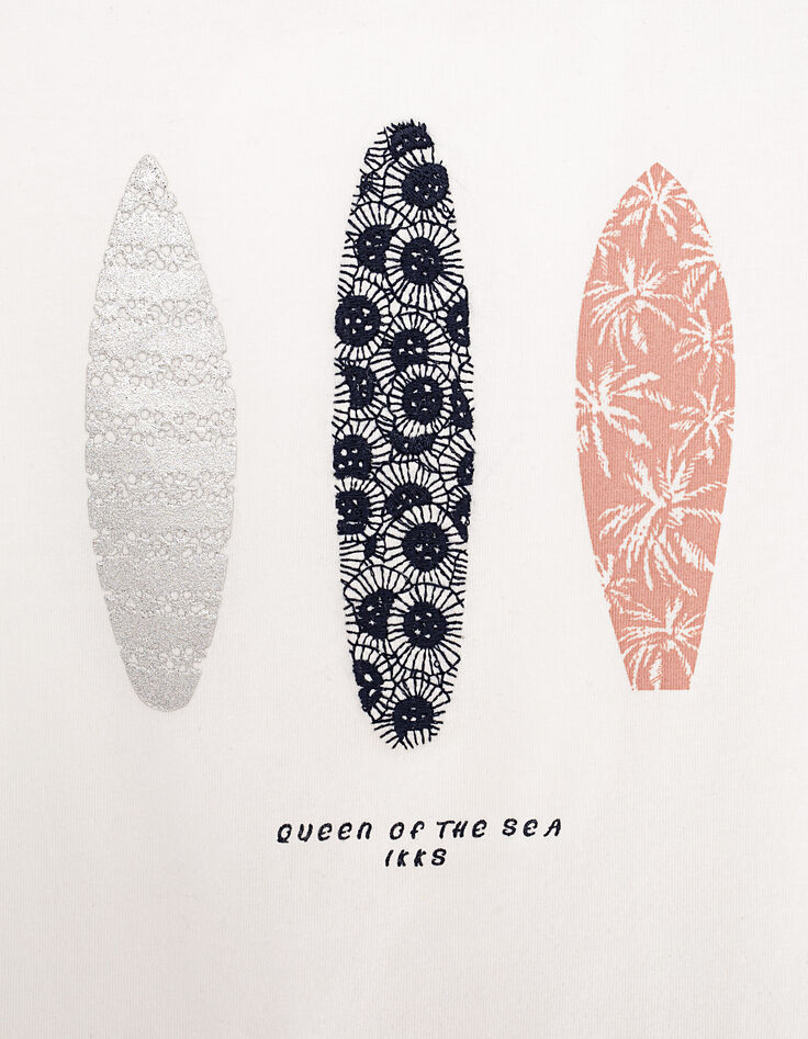 Camiseta blanco roto visuales 3 tablas de surf niña-5 Camiseta blanco roto visuales 3 tablas de surf niña-5