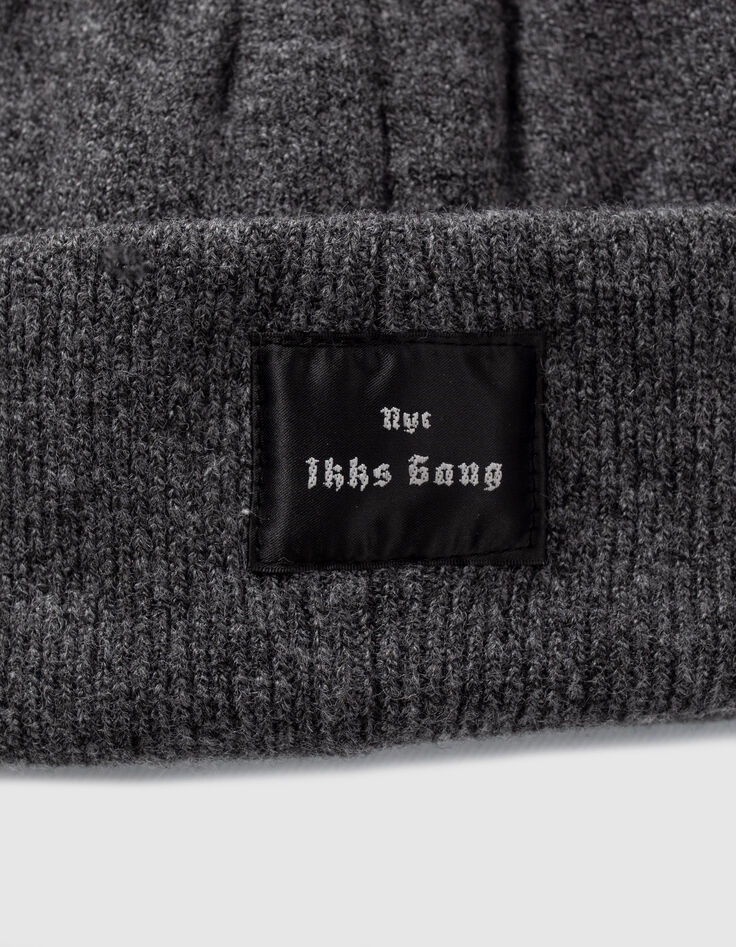 Gorro gris punto máscara recortada niño-6