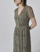 Vestido largo plumetis caqui y estampado fantasía mujer-3